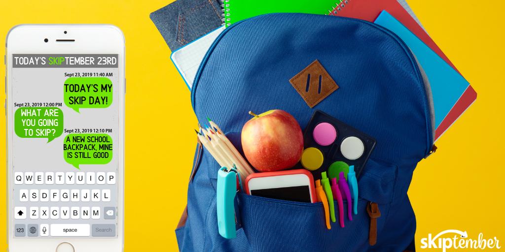Were you born on the 23rd of any month? 

Today is your day to skip1 thing like a brand new backpack... 
last years is still in great shape! Donate those backpack dollars 
to Skip1.org

Share with us what you skipped, we want to know! 

#skipsomethingfeedachild