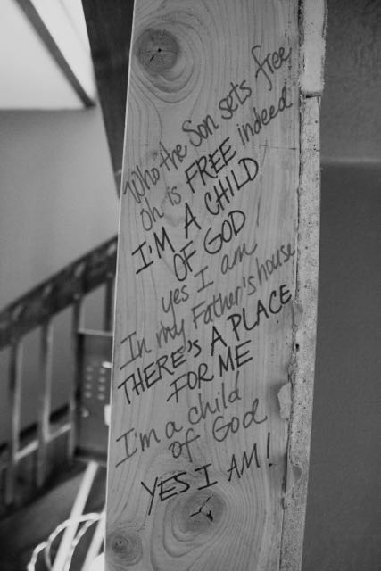 People wrote encouraging verses and phrases on the beams of Te Veo House right before the drywall went up... construction is coming along! #TeVeoDenver #newministry #odmdenver