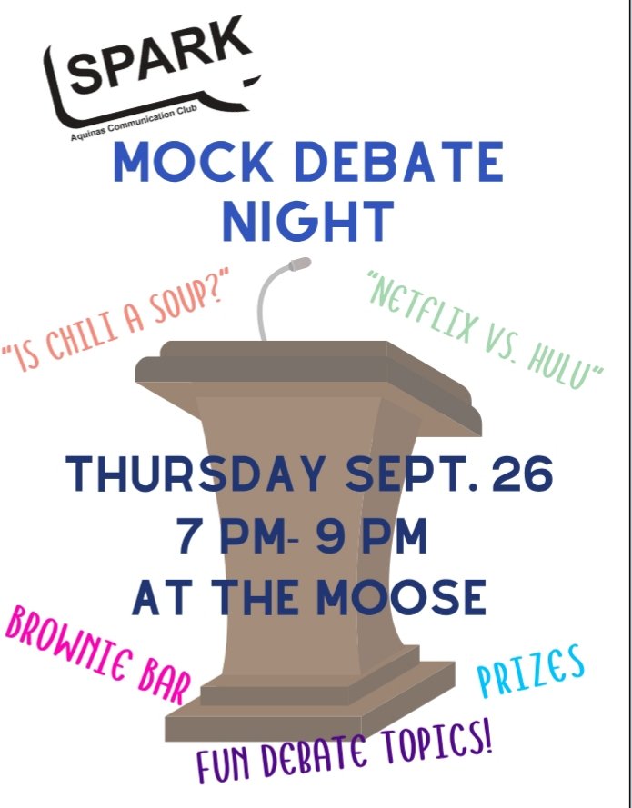 aqspark's tweet photo. What's happening? Well thank you for asking Twitter. It's our first mock debate night, this Thursday at 7 in the Moose! https://t.co/pXN9difqbf