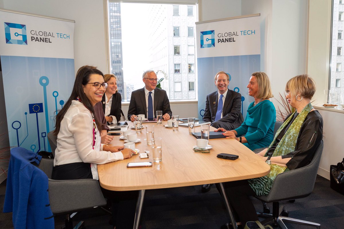 MajaEUspox's tweet photo. In New York in the margins of UNGA, HRVP @FedericaMog hosts a meeting of the #GlobalTechPanel to continue discussions on #ArtificialIntelligence and Lethal Autonomous Weapon Systems (LAWS). https://t.co/zgbDc932CG
