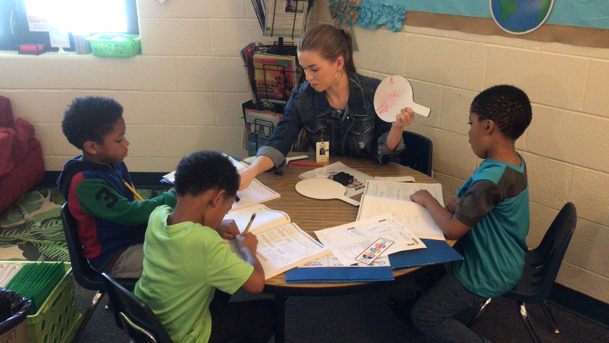 Intern hard at work during small group math time❤️