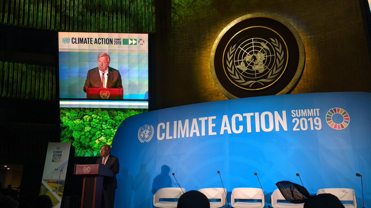 UN_Spokesperson's tweet photo. The climate emergency is a race we are losing, but it is a race we can win.
The climate crisis is caused by us – and the solutions must come from us.  
-Secretary-General @antonioguterres at the #ClimateActionSummit. #UNGA https://t.co/wsIobp6o84