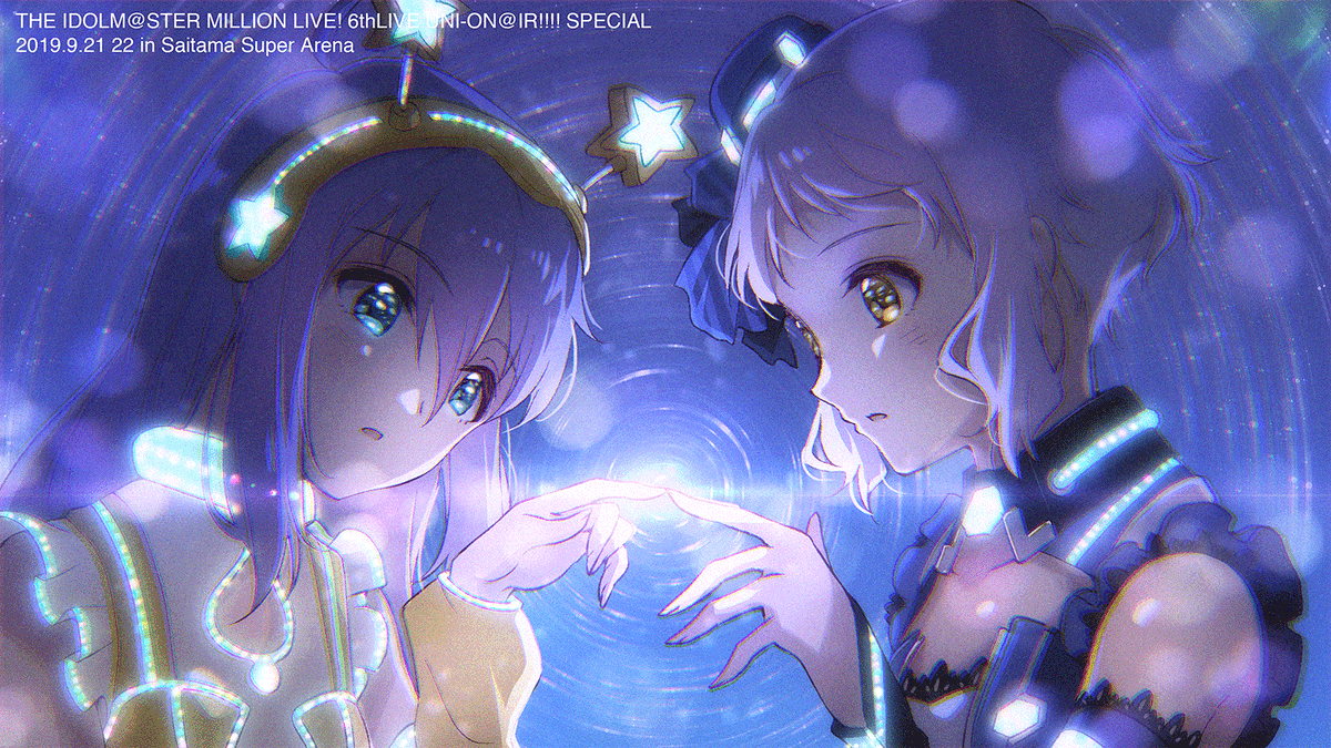mochizuki anna 2girls multiple girls purple hair long hair short hair looking at another yellow eyes  illustration images