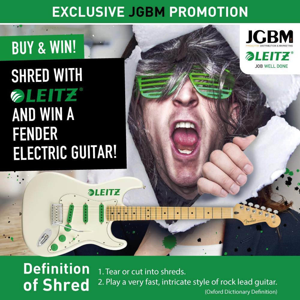 Don't miss your chance to become a ROCKSTAR with Leitz!

<a href="/JGBMUK/">JGBM Ltd</a> and #Leitz have created an exclusive promotion where you, the dealer, can win a <a href="/Fender/">Fender</a> #Stratocaster! Follow the link for details - bit.ly/ShredwithLeitz 
<a href="/accoeurope/">Acco Brands Europe</a> <a href="/ACCOBrands/">ACCO Brands</a> #MondayMotivation
