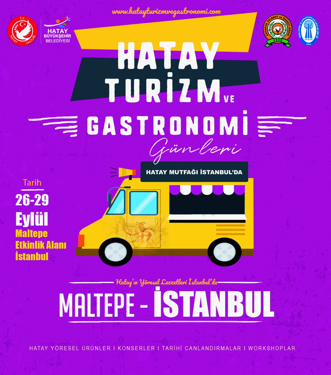 #İstanbulHatayGünleri
26-29 Eylül de İstanbul Maltepe de Hatay' güzellikleri ile buluşmaya hazır mısınız? Birbirinden değerli isimlerin yer aldığı #Hataygastrofest ile Eylül'e en lezzetli şekilde veda ediyoruz #ardaturkmen #muratbozok #mertfırat #cihankipcak #sahrapsoysal