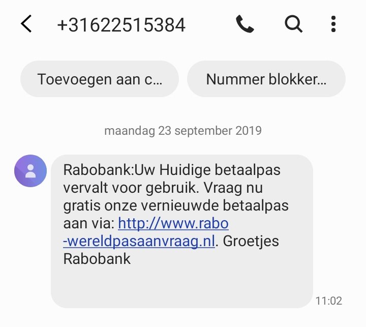 Groetjes terug. #phishing #spam cc <a href="/Rabobank/">Rabobank</a>