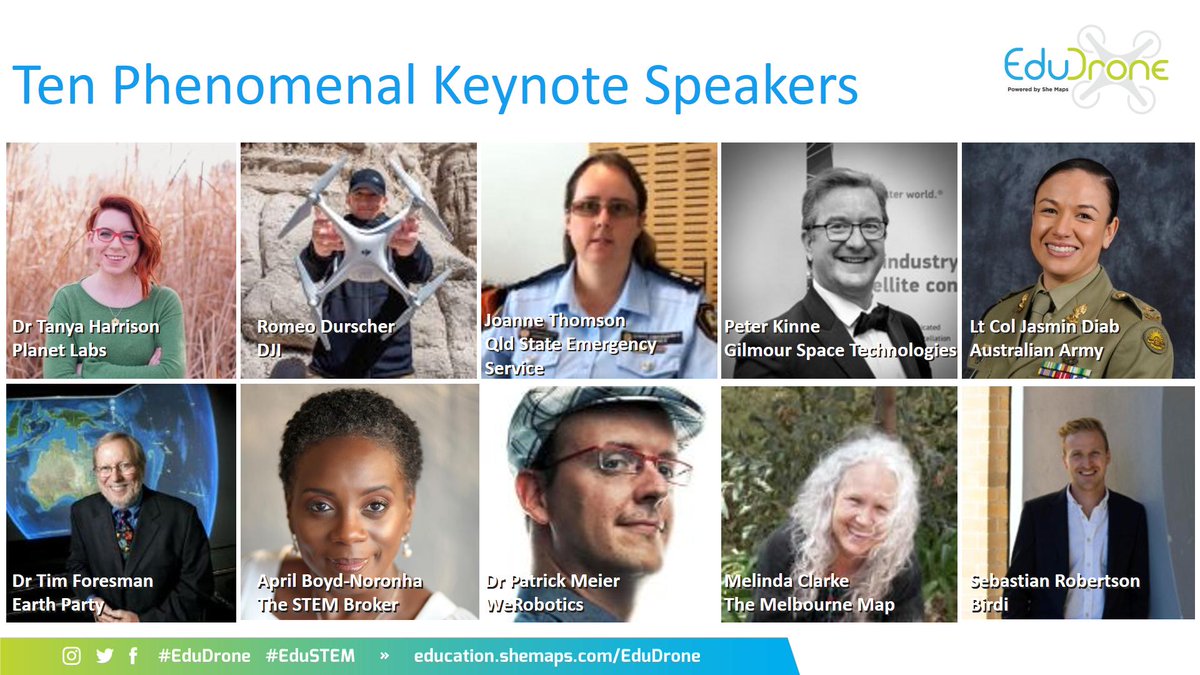 shemapsau's tweet photo. In our family and business values we work towards the UN Sustainable Development Goals. With #EduDrone we demonstrate our commitment to #5 - Gender Equality. What a stellar lineup of Keynotes we have! #drones #STEMeducation #SheMaps
https://t.co/Cne7p3X32a https://t.co/NDEoqpDr8c