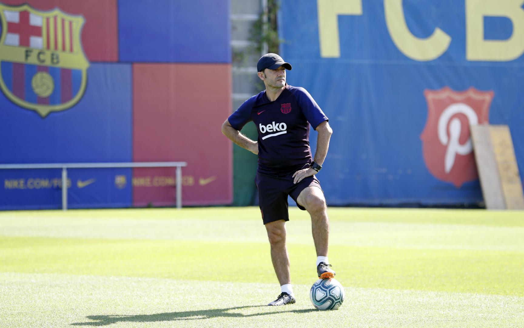 Valverde, en el entrenamiento del Barcelona (Foto: FCB).