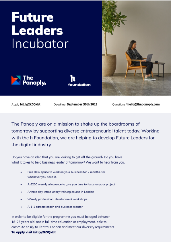 Theh_Foundation's tweet photo. We are excited to be delivering this project in partnership with @the_panoply with a weekly allowance of £200. See flyer below &amp; apply via this link https://t.co/0SuhpWhirV
#London #Digital #businessleader #hfoundation #thepanoply #Entrepreneur #youngleaders #futureleaders https://t.co/Ce5CmeMYPl