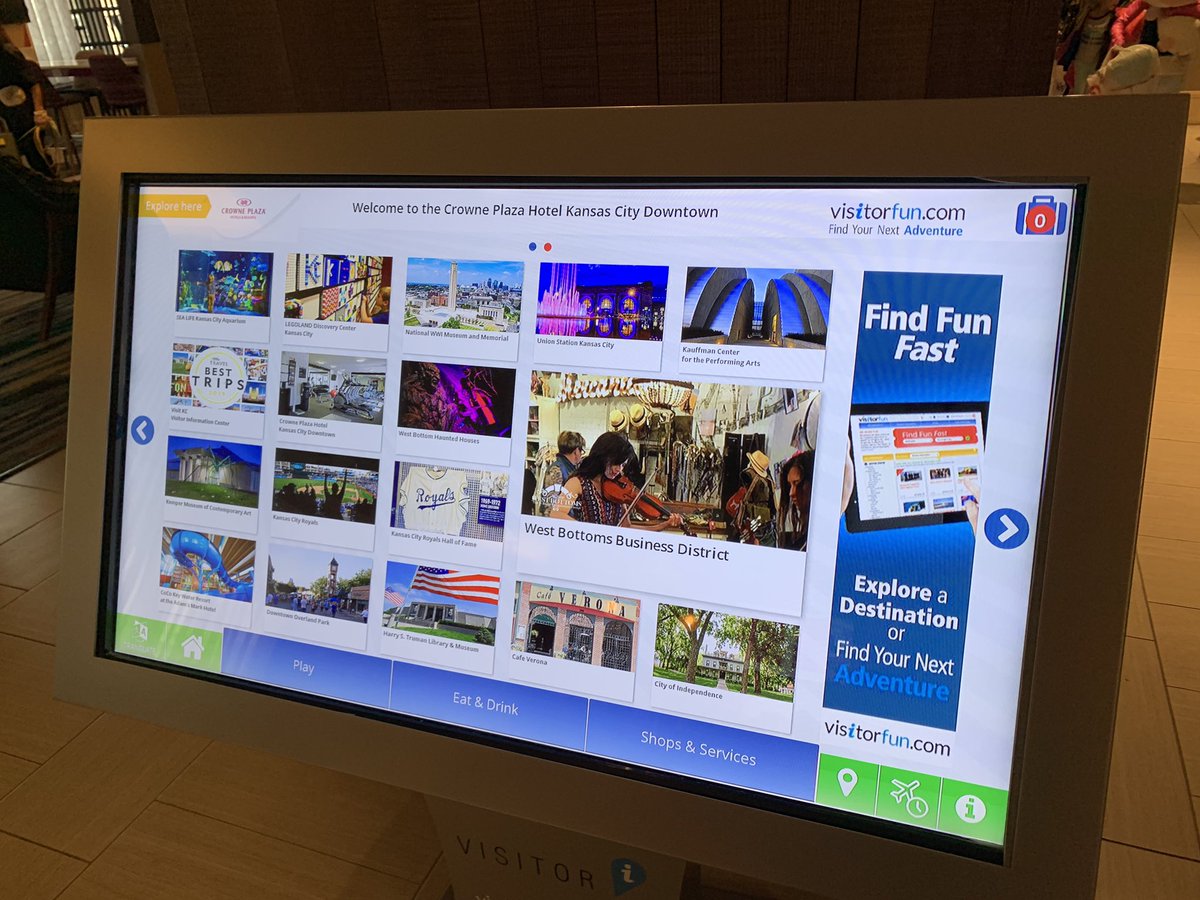 This @VisitorFun interactive screen is just what every hotel needs for those who are in the lobby and planning their stay! Simply swipe through to discover more about each point of interest! #visitkc @VisitKC @CrownCenter