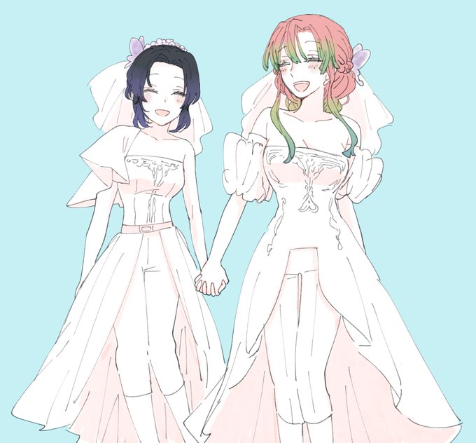 ウエディングドレスも着こなす蟲柱のtwitterイラスト検索結果