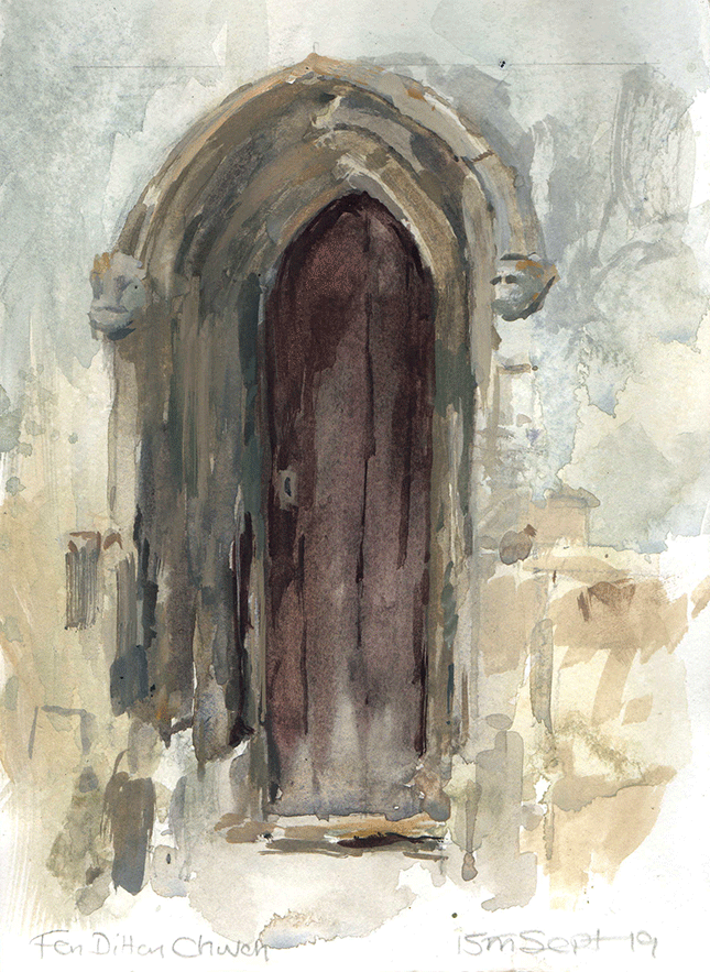 Beauty of old church doors.

#pleinair #Cambridge #Fenditton #watercolour #Cambridgeartist