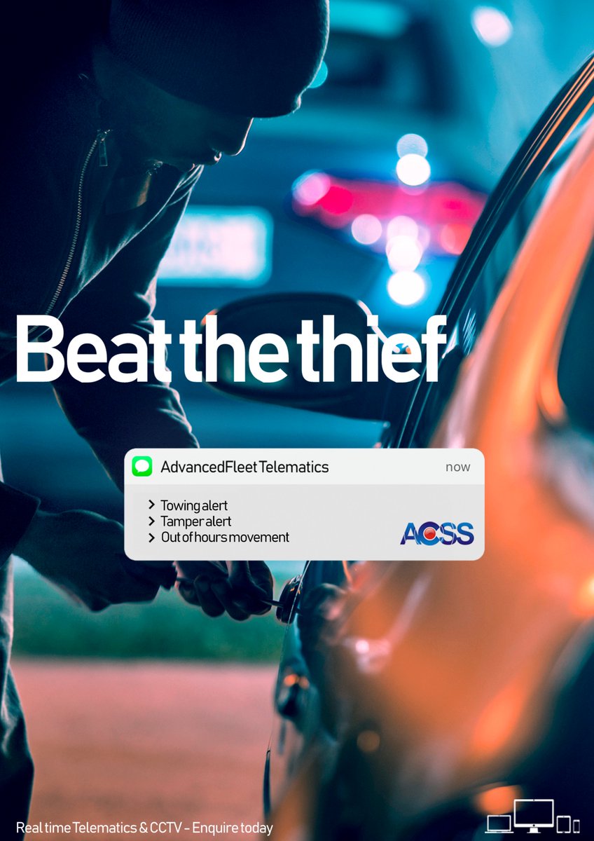 ACSS_Ltd's tweet image. Beat The Thief with AdvancedFleet Telematics #fleet #fleetoperator #fleetmanage #telematics #tracking #gpstracking