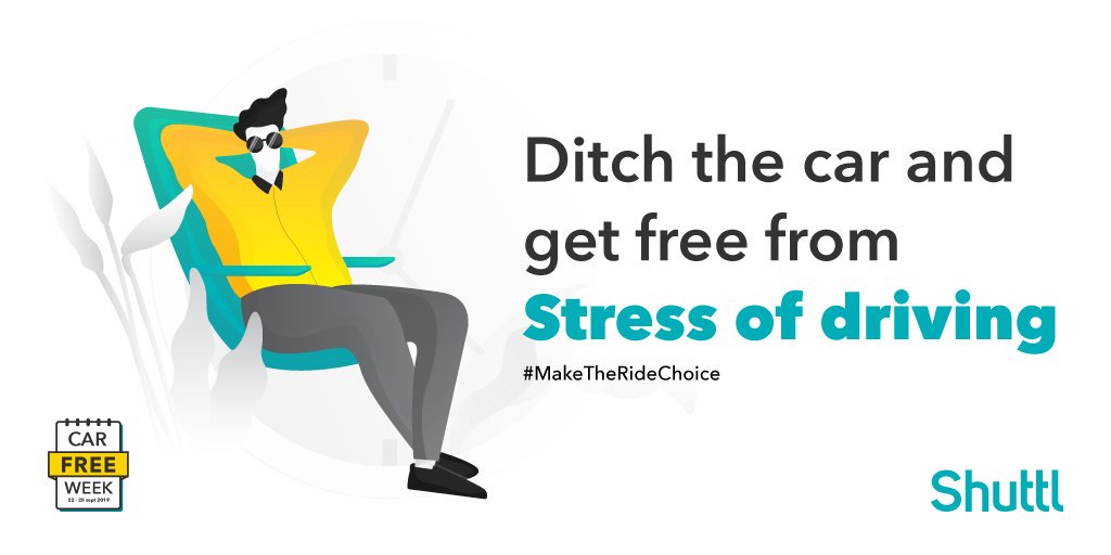 Shuttl_Ind's tweet photo. Do you know 57% of Shuttlrs were previous car users who chose to reclaim their commute time in #Shuttl to work, chat📱, read📖, watch films and catch up on sleep😴?

#MakeTheRideChoice 
#CarFreeDay #WorldCarFreeDay https://t.co/V1kDvUWIpX