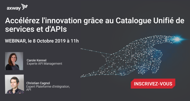 scjoha63's tweet photo. L'acces aux données et aux services via des #APIs libéré l'innovation. WEBINAR: Accélérez l'innovation grâce au Catalogue Unifié de services et d'APIs - le 08/10/2019 à 11h. Réservez vite cette plage horaire dans votre agenda! @axway #API #APImanagement https://t.co/URYCZ3YdFD https://t.co/FRSg80CC1h