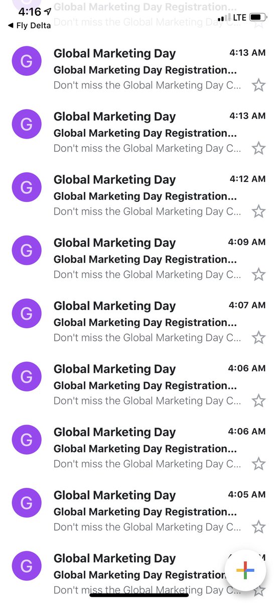 skuley's tweet photo. @semrush you guys need get your global marketing day email blast fixed ASAP. I’m getting 2-3 emails per minute from you! I’ve unsubscribed. I have 20 more emails since I took these screenshots. https://t.co/xJgziXSTPW