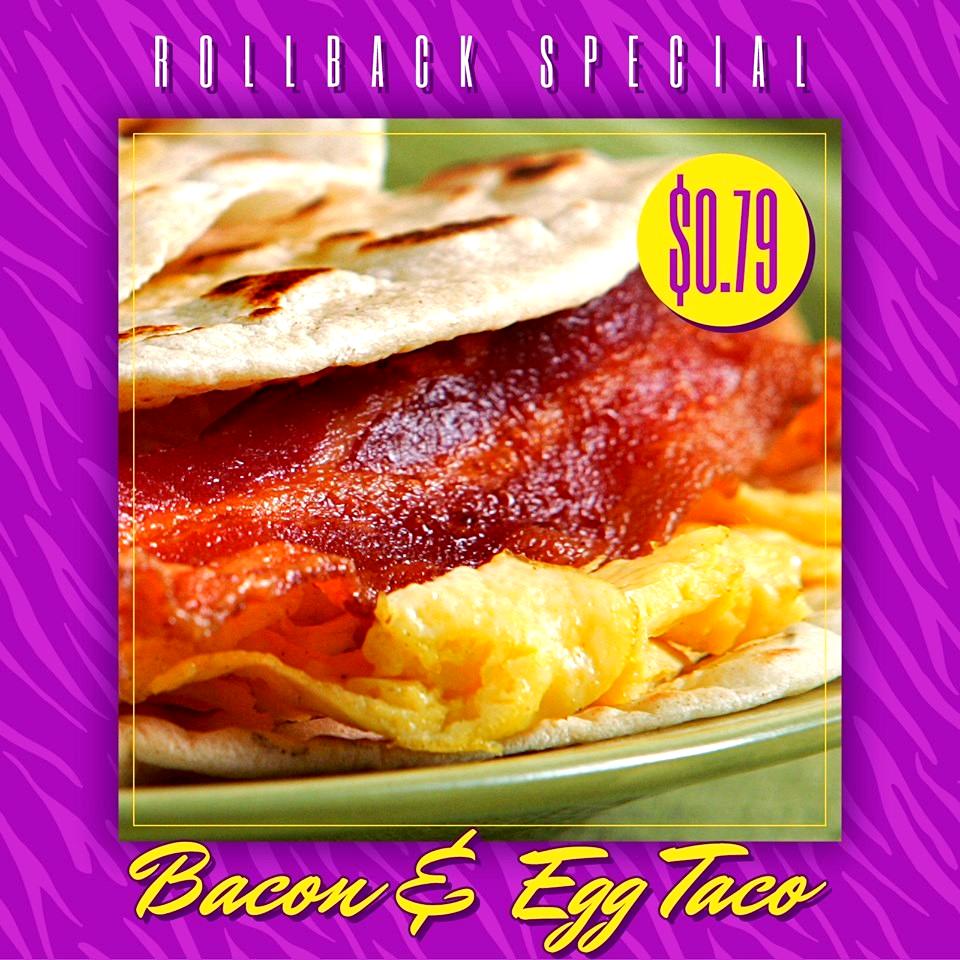 LasPalapasTPC's tweet photo. Let's just agree everything tastes better with bacon and a ROLLBACK special! 

#laspalapastpc #baconeggtacos #texmexfood #mexicanfood #specials #sanantonioeats https://t.co/aUN7Qtb30j