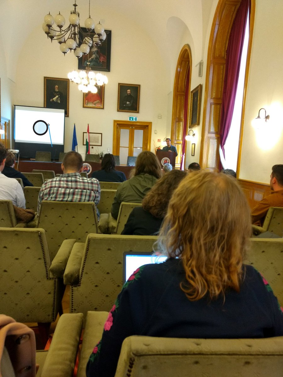 Jberenike's tweet image. Comfy chairs! @christof77 opening the Budapest meeting of COST @DistantReading in style. Present are 40 participants from 15 countries of #distantreading training school! And the instructors! @eotvos_uni