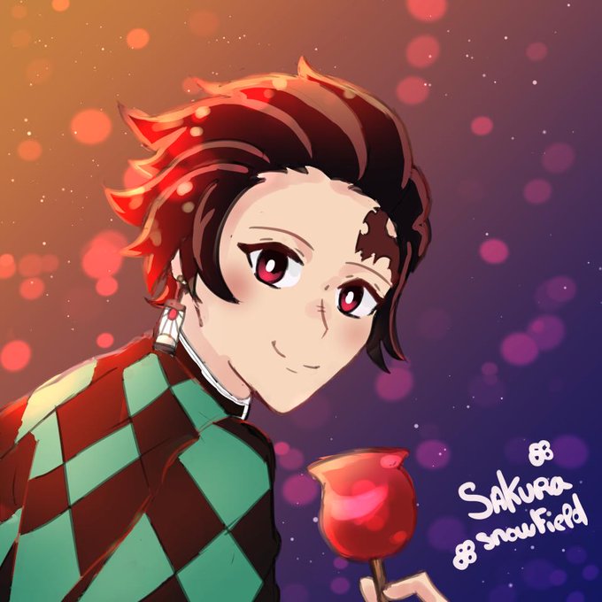 SakuwさんがTwitterに投稿した竈門炭治郎(鬼滅の刃)のイラスト。