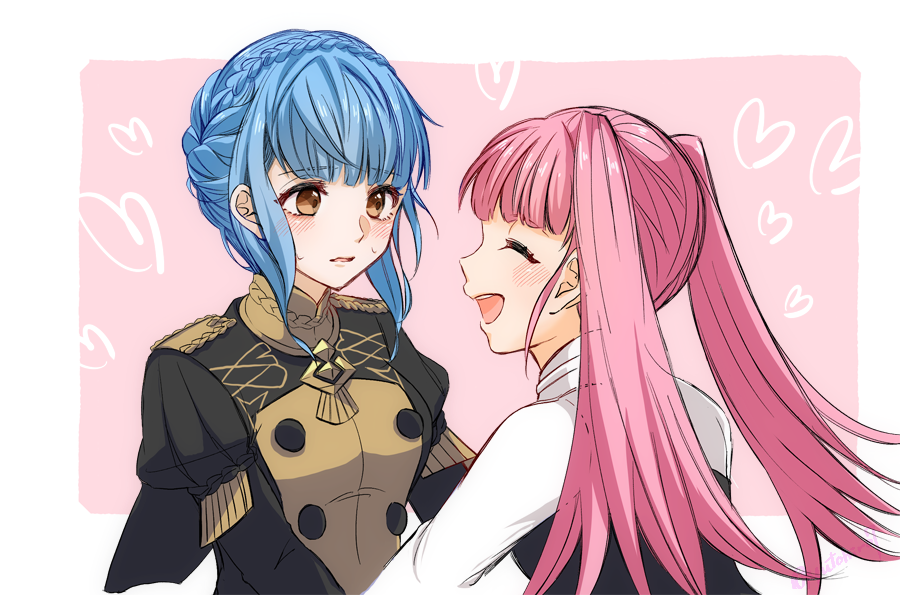 ヒルダ=ヴァレンティン=ゴネリル ,マリアンヌ=フォン=エドマンド 「ヒルマリちゃん。学生時代と5年後(終戦後)でこのくらい変化があるとニコニコする 」|ゆと@原稿のイラスト