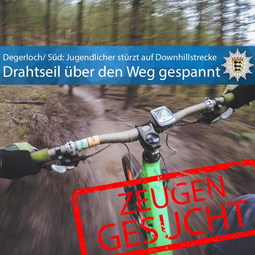 #Degerloch #Süd Am Samstag haben Unbekannte offenbar ein Drahtseil über die Downhillstrecke zwischen Degerloch und Heslach gespannt. Ein Radfahrer stürzte beim Versuch zu bremsen - wir suchen Zeugen. Zur Pressemeldung ▶ bit.ly/2mwBhIN Eure #Polizei #Stuttgart