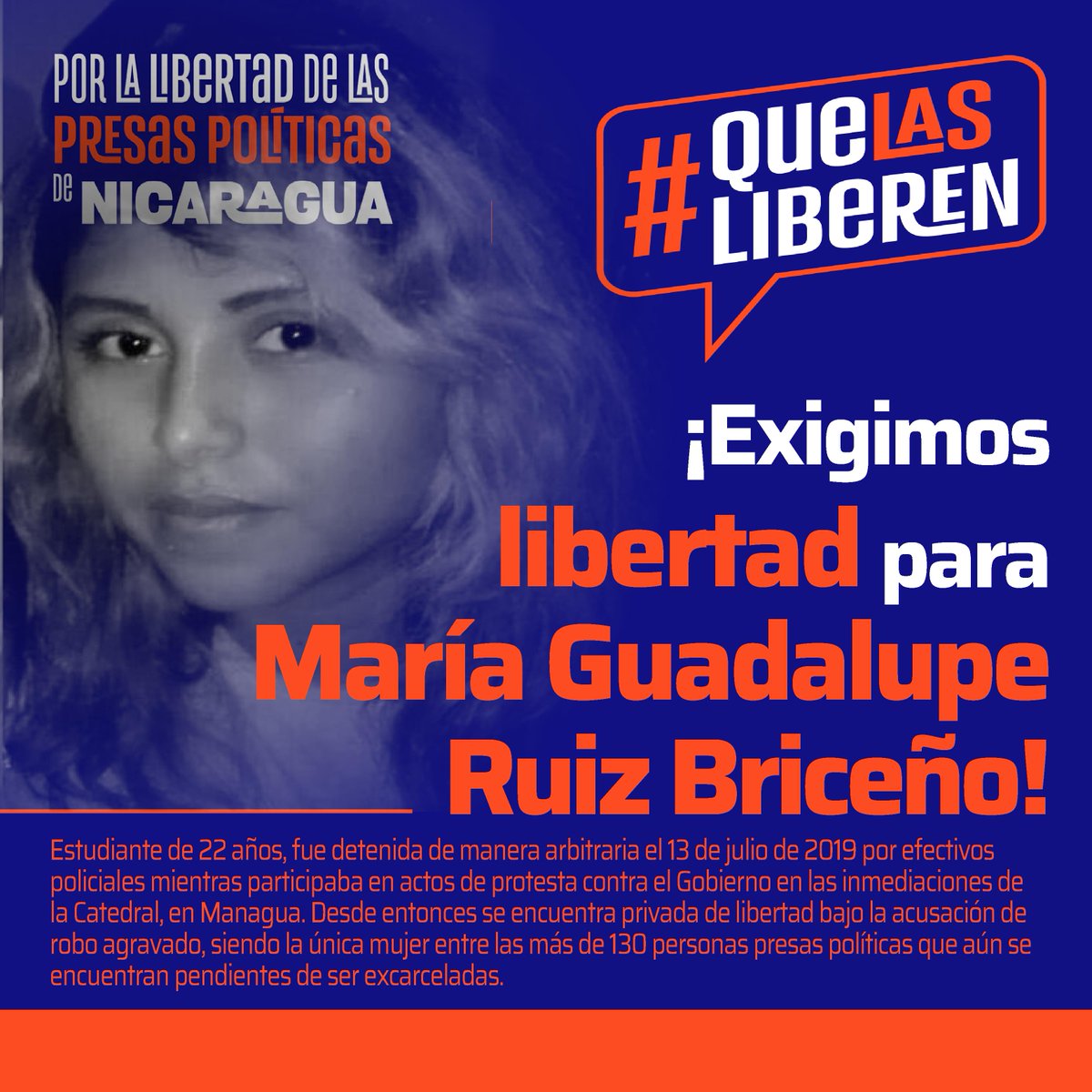 IM_Defensoras's tweet photo. NICARAGUA / Hoy, lunes 23 de septiembre, está programada audiencia judicial del caso de María Guadalupe Ruiz Briceño. ¡Exigimos su inmediata excarcelación y el cese de la criminalización que enfrenta! #SOSNicaragua #QueLasLiberen
@ForstMichel @mbachelet @cvoule @UN_SPExperts https://t.co/uq5L8jP5nZ
