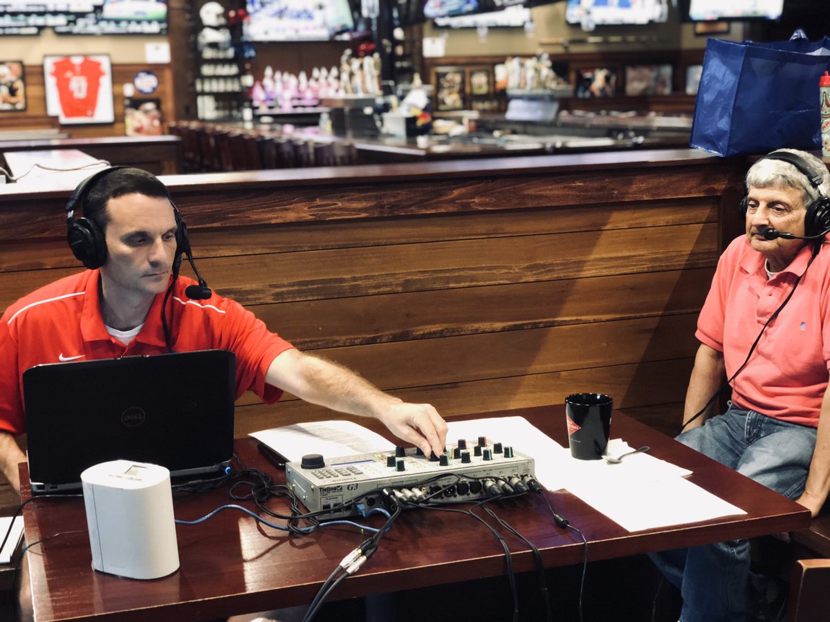 Baumhowers's tweet photo. The beignets are hot, the coffee is the fresh and @1055wnsp is LIVE from Baumhower’s at the @ShoppesAtBelAir! Join us for breakfast, football talk, and your chance to #WinBobsTickets to the @AlabamaFTBL vs. @OleMissFB game this Saturday!

#MondayMorningQB | @BobBaumhower https://t.co/GTNoCZlZTC