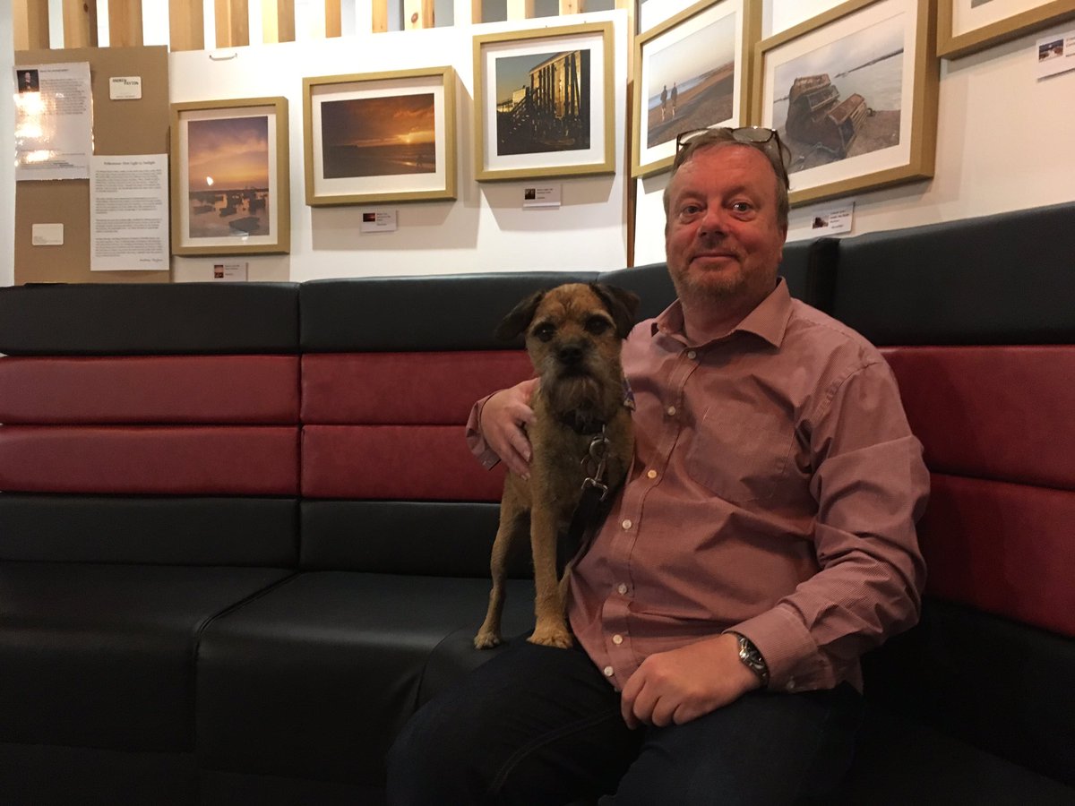 toddy_bt's tweet photo. Visiting Uncle Andrew at his photographic exhibition at Kathmandu House in Folkestone.  I like it here; the art’s not bad either bol! https://t.co/zvMzpKu35L