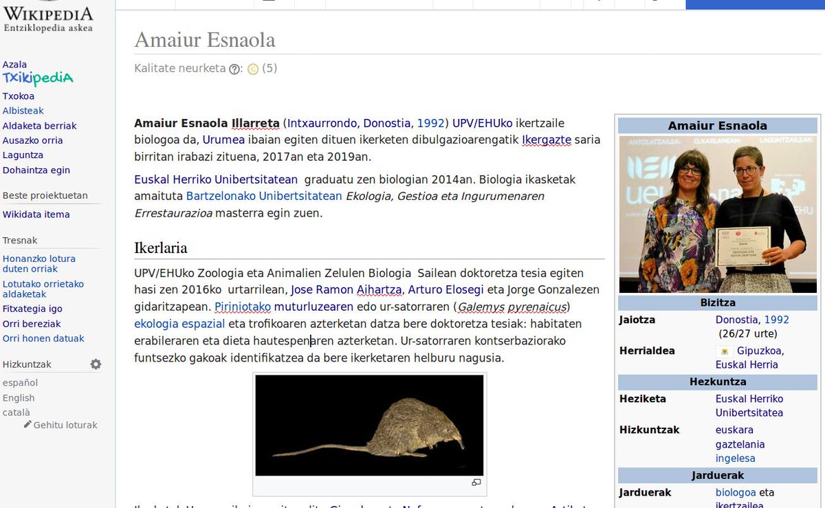 Zelan dago Urumea ibaiaren osasuna?
Muturluzearen presentzia nola aldatzen ari den aztertzea lagungarria da ibaiaren osasuna neurtzeko.

Ostegunean azalduko du Amaiur Esnaola-k.
ikertzailea eta gaztea...      <a href="/IkerGazte_/">Iker Gazte</a>
 
eu.wikipedia.org/wiki/Amaiur_Es…