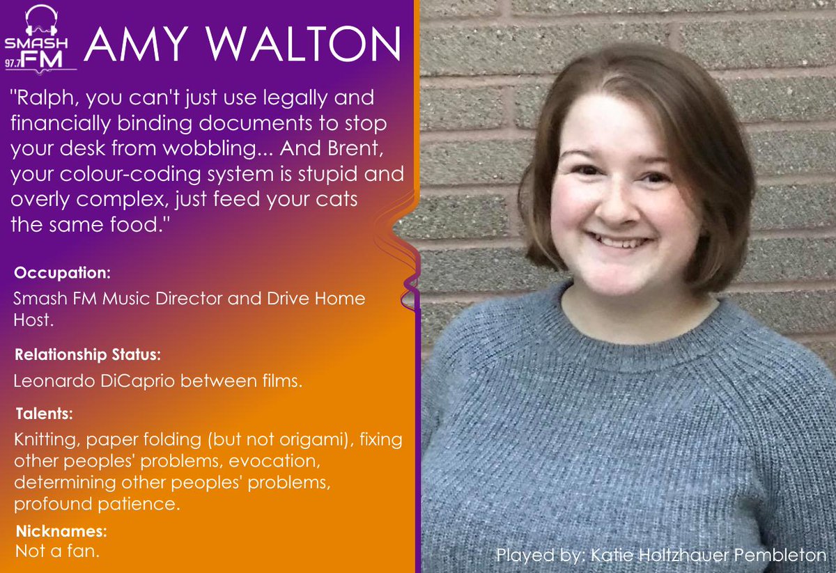 SmashFM_show's tweet photo. And, of course, the one who keeps it all together. Meet Amy Newton, Smash FM's fearless leader.

#Radio #webseries #comedy #sitcom #tv #television #Youtube #Smalltown #Canada #radioshow #entertainment https://t.co/wmYW2a0eoq