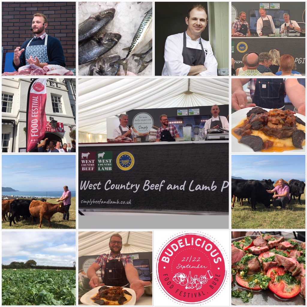 Budelicious1's tweet photo. A big thank you to @ChefSargie and farmer producer @landmeetssea23 (find on Instagram) for delivering an epic demo at #Budelicious on Saturday.  They’re both here again to day to support @karl_p327 #WestCountryBeefandLamb Chef and farmers event.

1/2 https://t.co/ZoQ6CgV9F5
