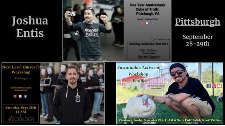 PghAnimalSave's tweet image. THIS WEEKEND, you can join Joshua Entis for the "Next Level Outreach Workshop" &amp;amp; #AVPittsburgh's Anniversary Cube on SEPTEMBER28TH &amp;amp; for the "Sustainable Activism Workshop + Potluck" on SEPTEMBER29TH!
Don't miss out!
✊✌
Links to these 3 FB events here:
facebook.com/26036673432854…