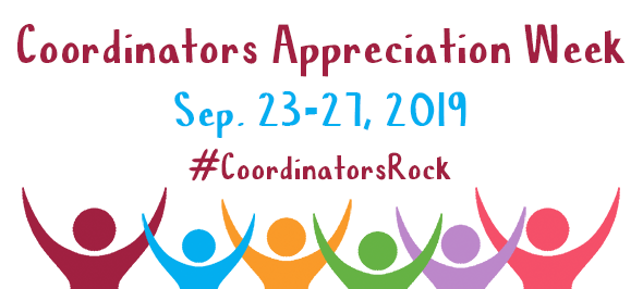 Coordinators Appreciation Week logo - Sep. 23-27, 2019 #CoordinatorsRock