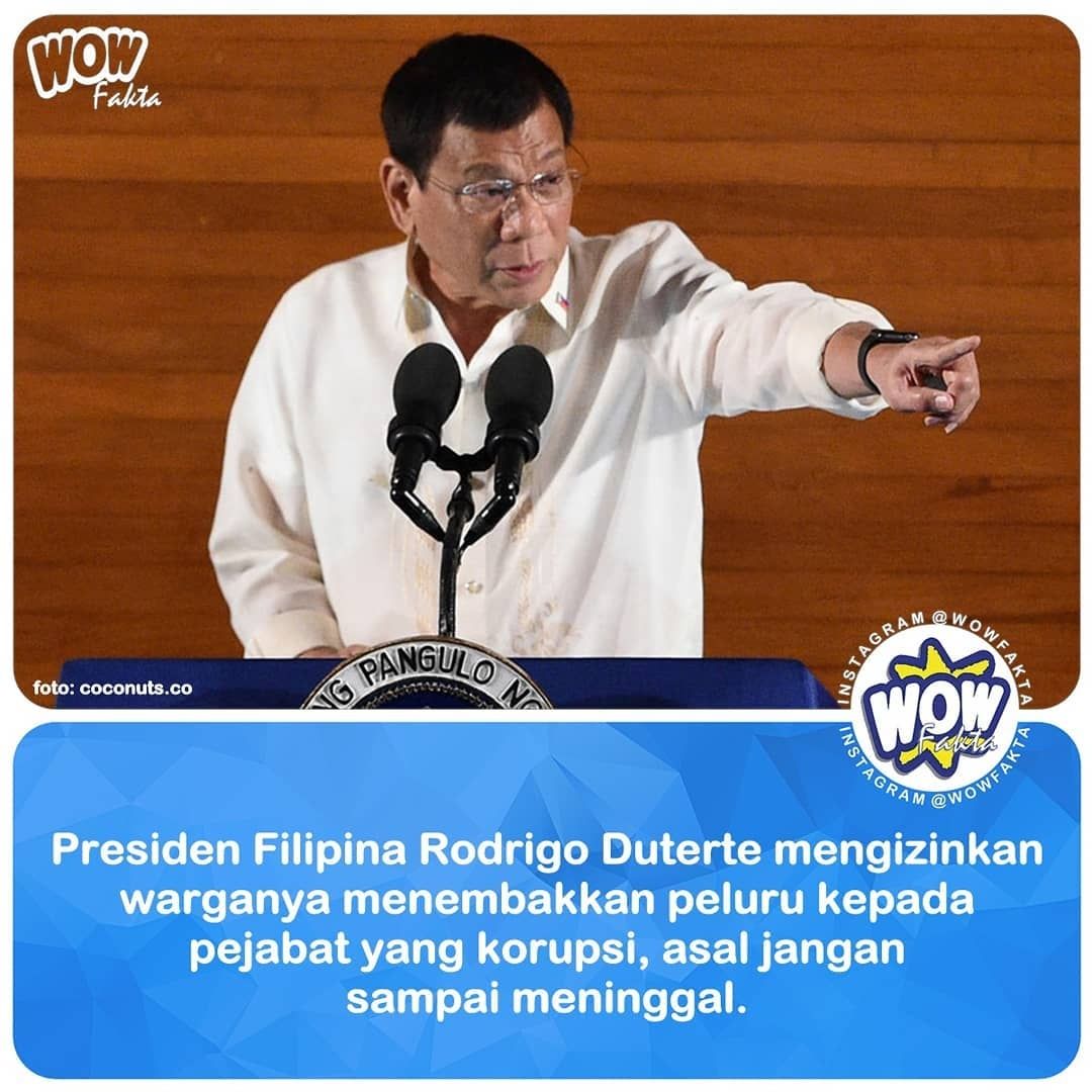 Penegasan yang dilakukan oleh Presiden Filipina Rodrigo Duterte ini memang acapkali mencuri perhatian dunia. Kali ini terkait dengan kegeraman terhadap pejabatnya yang masih melakukan korupsi..⤵️
.
.
instagram.com/p/B2tR69VBkNt/…
.
.