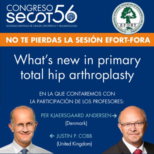 SECOT22 (@secot22) on Twitter photo One of the highlights of #secot19! 25/9 at 11:30, “What’s new in primary total hip arthroplasty?” with <a href="/EFORTnet/">EFORT</a>. Speakers:
-Per Kjaersgaard Andersen <a href="/PerRsgaard/">Per Kjærsgaard-Andersen</a>
-Justin P Cobb <a href="/orthorobodoc/">Justin Cobb</a>
And also
José Cordero
Jenaro Fdez-Valencia <a href="/JenaroFV_MD/">Jenaro Fdez-Valencia</a>
Alberto Delgado <a href="/cursocot/">Alberto Delgado</a> One of the highlights of #secot19! 25/9 at 11:30, “What’s new in primary total hip arthroplasty?” with <a href="/EFORTnet/">EFORT</a>. Speakers:
-Per Kjaersgaard Andersen <a href="/PerRsgaard/">Per Kjærsgaard-Andersen</a>
-Justin P Cobb <a href="/orthorobodoc/">Justin Cobb</a>
And also
José Cordero
Jenaro Fdez-Valencia <a href="/JenaroFV_MD/">Jenaro Fdez-Valencia</a>
Alberto Delgado <a href="/cursocot/">Alberto Delgado</a>