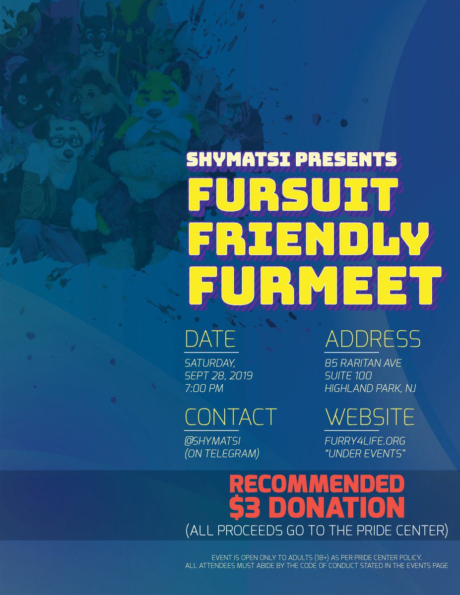 newjerseyfurs's tweet photo. this Saturday. Sept 28 2019 @shy_matsi hosts his every other month fursuit friendly meet at the pride center. https://t.co/KcqC9gEAND