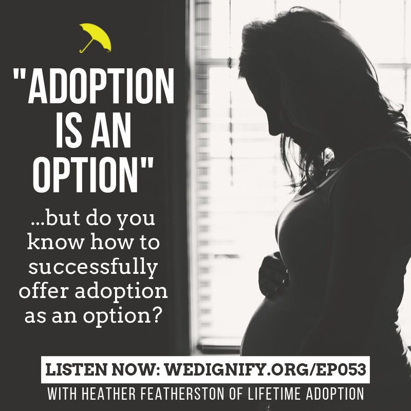 weDignify's tweet photo. We’ve all heard the phrase “adoption is an option!” but have you ever successfully helped an expectant mother consider adoption for her child? Today, Heather Featherston, the director of Lifetime Adoption, joins the show. Listen now: https://t.co/GEfYxZGkiP
#LovinLife #prolife https://t.co/PT7CSXBn57