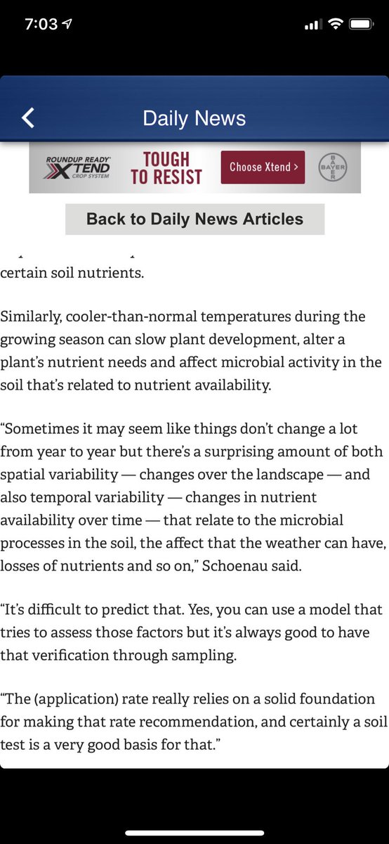 CropProCory's tweet image. UofS #soilfertility prof Schoneau “there is a surprising amount of #spatialvariability - changes over the #landscape....” That is what nutrients vary by folks - it is related to soil properties, water, topography. Nutrients do not have direct relationships with a satellite image
