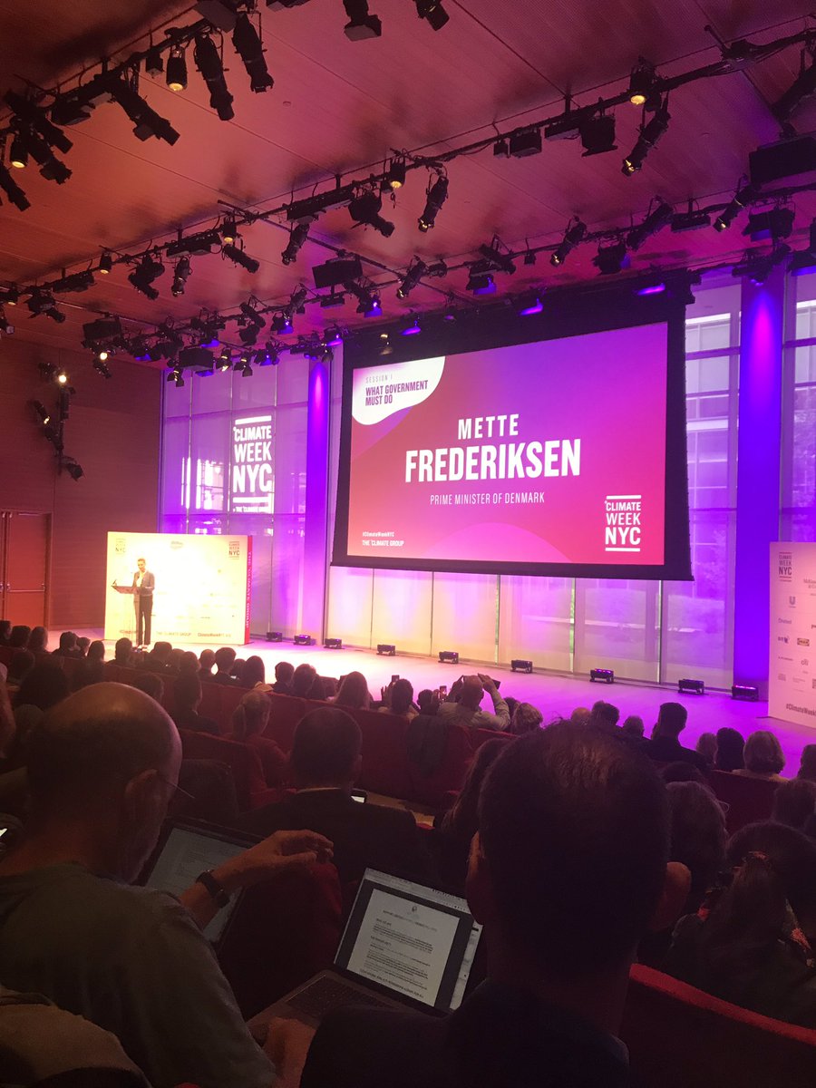 DoretheN's tweet photo. Climate Week opening - Mette Frederiksen shared DK ambition on 70% reduction - without knowing all the answers - Bold #climateweeknyc #novonordisk https://t.co/Hndw9tTGTC