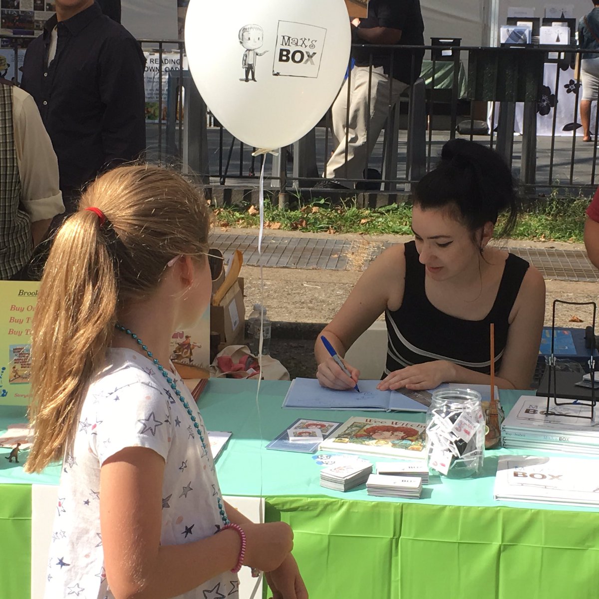 stanberybooks's tweet photo. What a great way to spend the last day of summer! Thanks to everyone who came to @BKBF to meet “Max’s Box”!!#childrensbooks #emotions #MaxsBox #pixelmouse #schifferkids https://t.co/sLsEJmTlIK