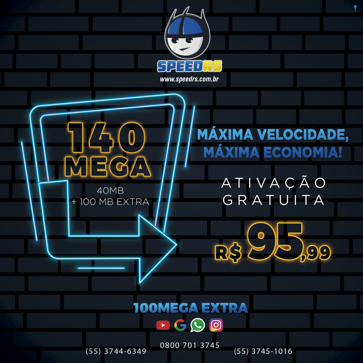 speedrsprovedor's tweet photo. É internet com velocidade e preço bom que você quer, @?  

Então te liga! Tem novidade nos planos residencias da SpeedRS! 🙀👏

FIBRA ÓPTICA 🚀
    𝟭𝟰𝟬 𝗺𝗲𝗴𝗮 𝗣𝗢𝗥 𝗔𝗣𝗘𝗡𝗔𝗦 𝟵𝟱,𝟵𝟵

___
Entre em contato conosco pelos telefones:
📲 (55) 9. 9908.6150 | (55) 3744.6349 https://t.co/jk6At7wFAH