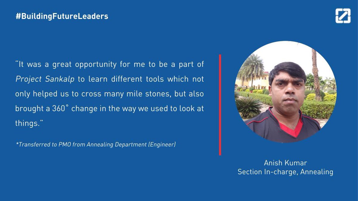 Levers4Change's tweet photo. Anish Kr.,PMO at TMDIPL speaks about learning he got from #ProjectSankalp which helped him to bring a whole new prospective of looking at issues at hand & prepare for future #Leadership roles.
Visit https://t.co/cIvaOF8Ln7 for more details https://t.co/p77uuRqgkp