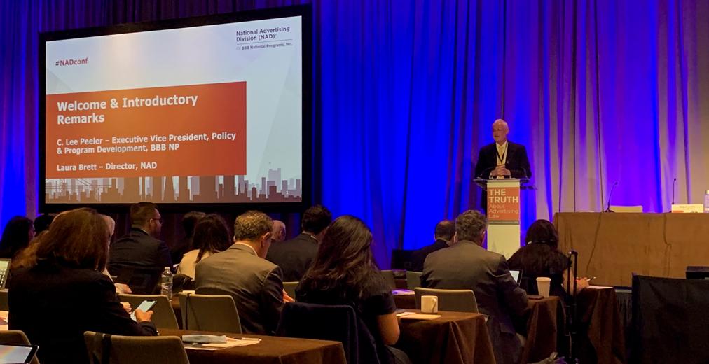 BBB_NtlPrograms's tweet photo. Lee Peeler opens the 2019 NAD Annual Conference at the Conrad Hotel in New York City. Who's ready for great sessions? 

#nadconf #adlaw #advertising https://t.co/hFywFfO5DP