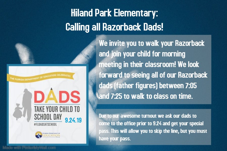 Hey, Razorback father figures!!! Want to avoid a really long line? We encourage you to come today to get your special pass if you haven't already. No one will be permitted on campus without a pass. :) Come today. Goodies will be set up in Synergy Square. #FLdadsatschool