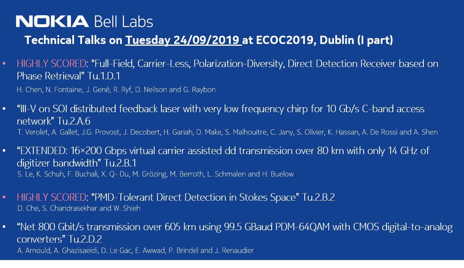 Jelena Pesic Tomorrow On Tuesday 24 09 19 Ecoc Conference Do Not Miss Two Highly Scored Nokia Belllabs Talks Tu 1 D 1 And Tu 2 B 2 Ecoc19 Highlyscoredarticles T Co Xepfkxozb5