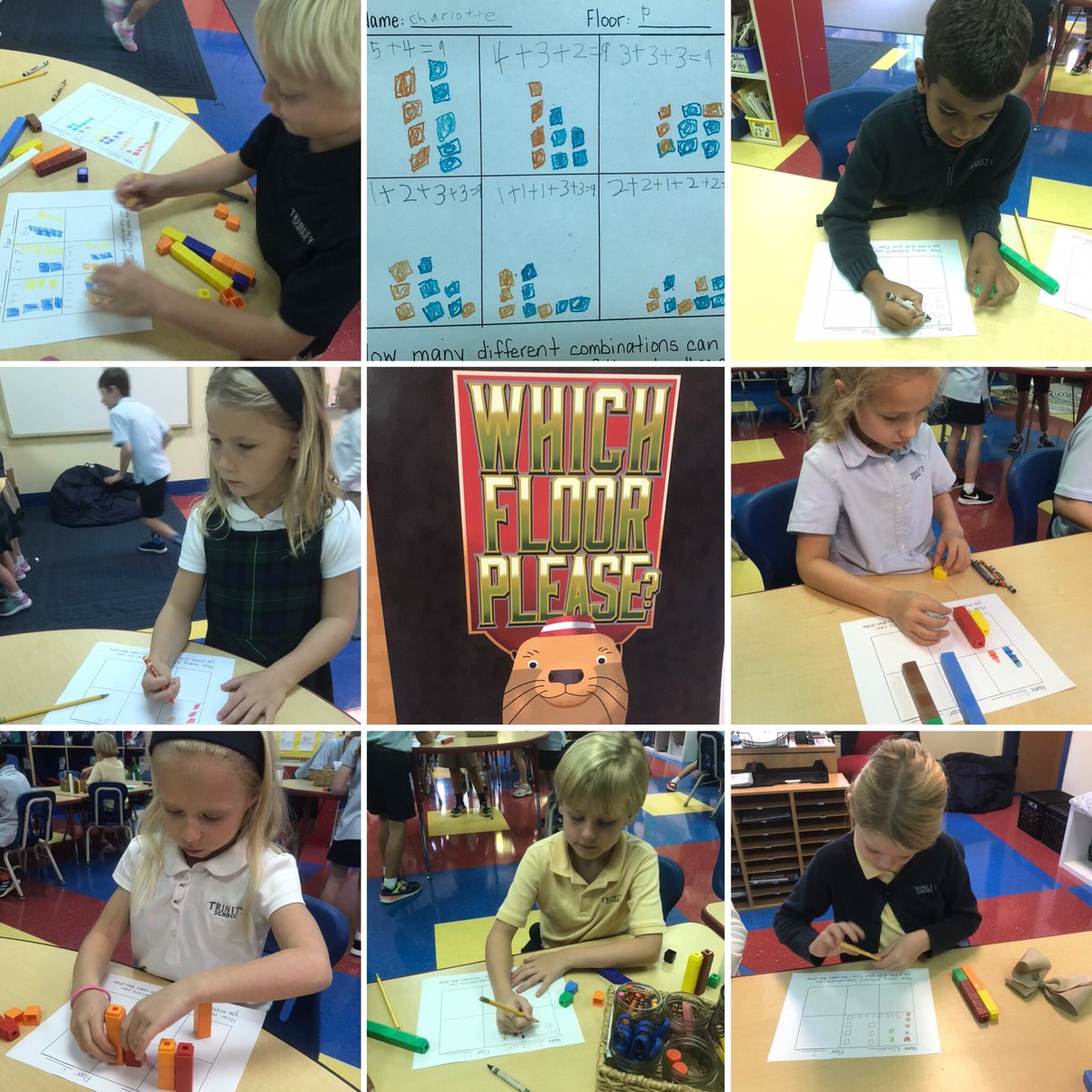Rebatalie1st's tweet image. How many different combinations can you make? Show it with cubes, drawings, and equations! #trinitylearns