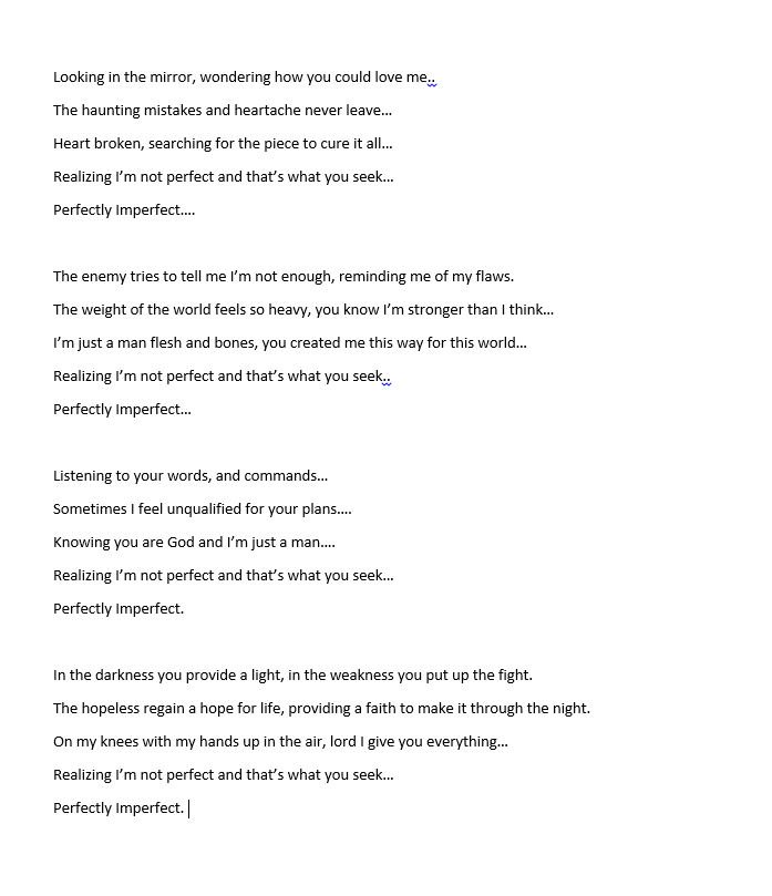 V8Build's tweet image. You are God's creation. He knew you before you were born. He loves you and has a plan for you. We all fall short of perfect. Jesus fixed that. Love him and others just as he loves you. Song Perfectly Imperfect. Share if you like. #PerfectlyImperfect #Redeemed #Salvation