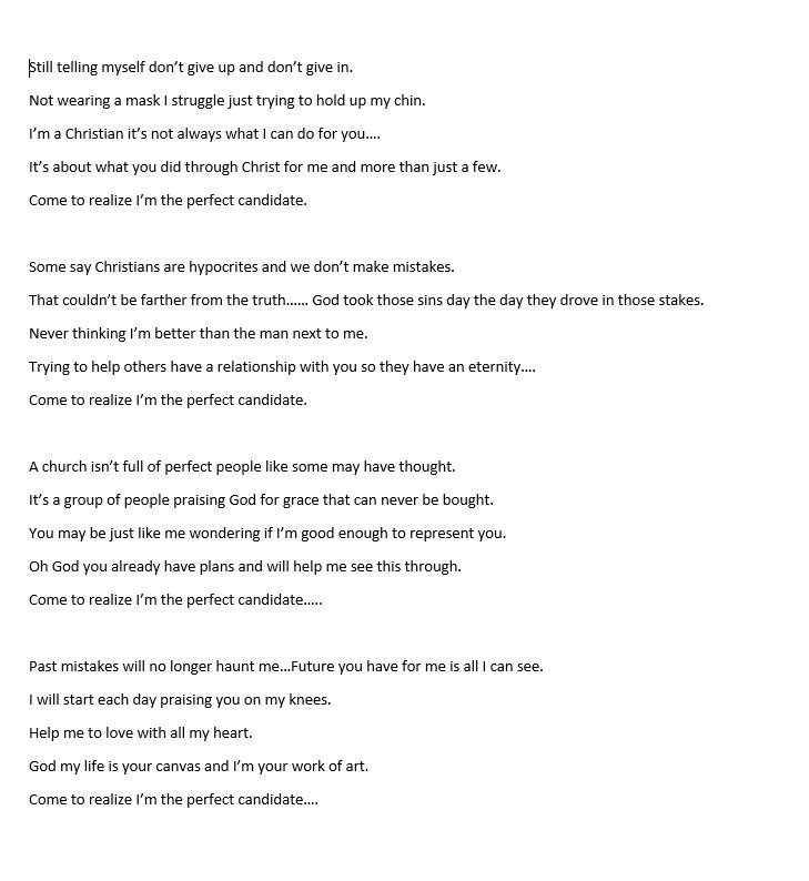 V8Build's tweet image. Perfect Candidate- Older song I wrote. Feel free to share if you like. #Gloryisallhis #Heisthecreator