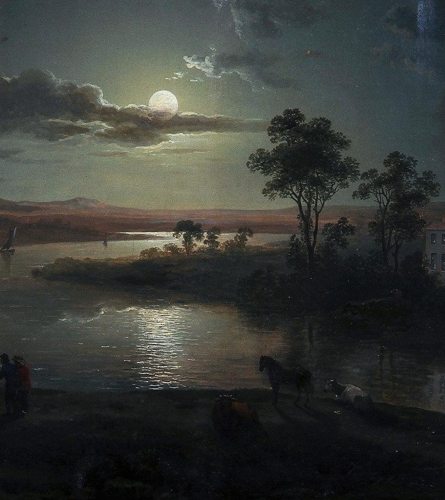 MenschOhneMusil's tweet photo. ─ Evening Scene with Full Moon and Persons , Abraham Pether (1801). https://t.co/r66r712jLg