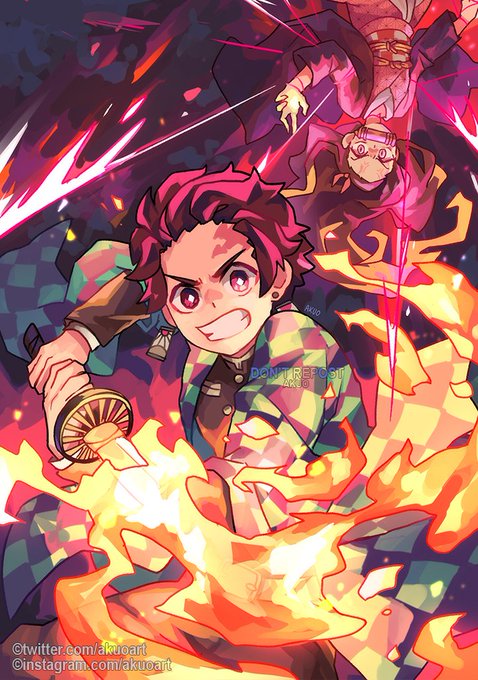 Akuo 🪸 JW Valencia AH-10さんがTwitterに投稿した竈門炭治郎(鬼滅の刃)のイラスト。